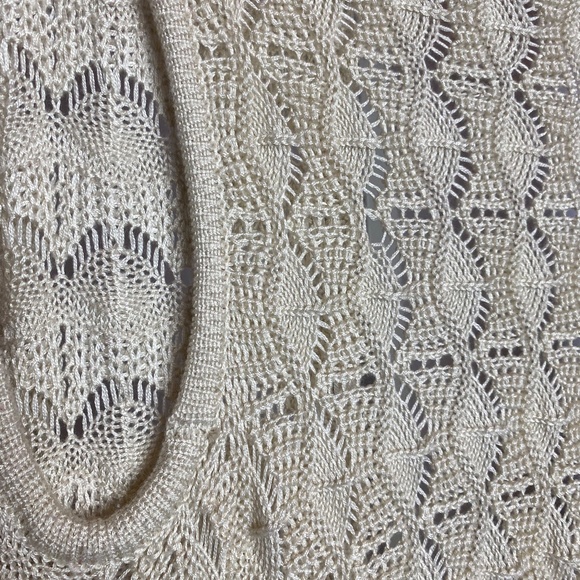 Forever 21 Womenʻs Cream Sleeveless Open Knit Draped Cardigan Vest Medium - Picture 6 of 8